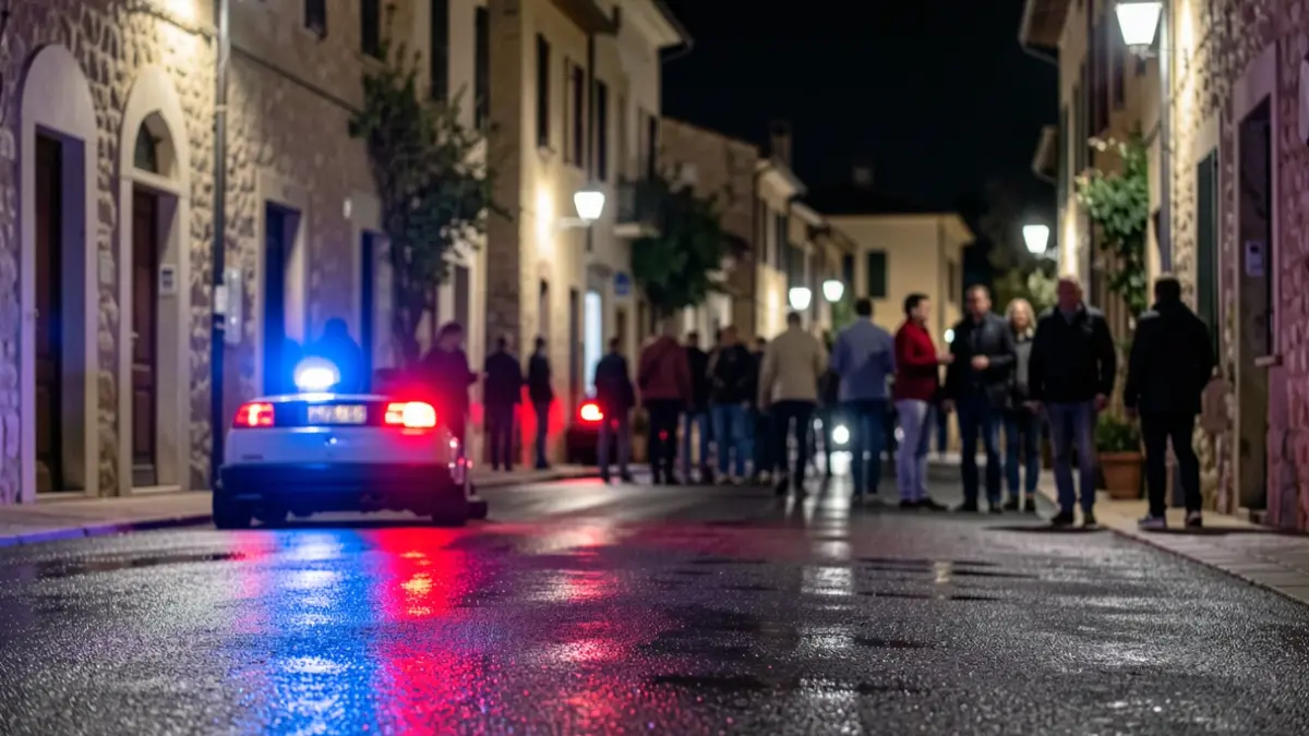 Generic image of police emergency lights reflecting on wet asphalt at night.