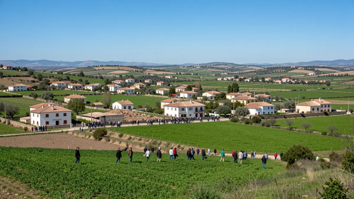 Generic image of rural landscape in the interior of la Comunitat Valenciana with scattered houses.