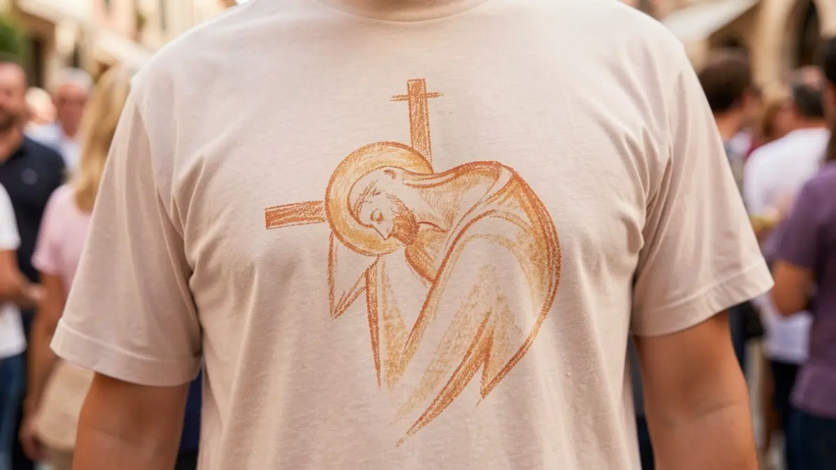 Generic image of a t-shirt with an artistic design.
