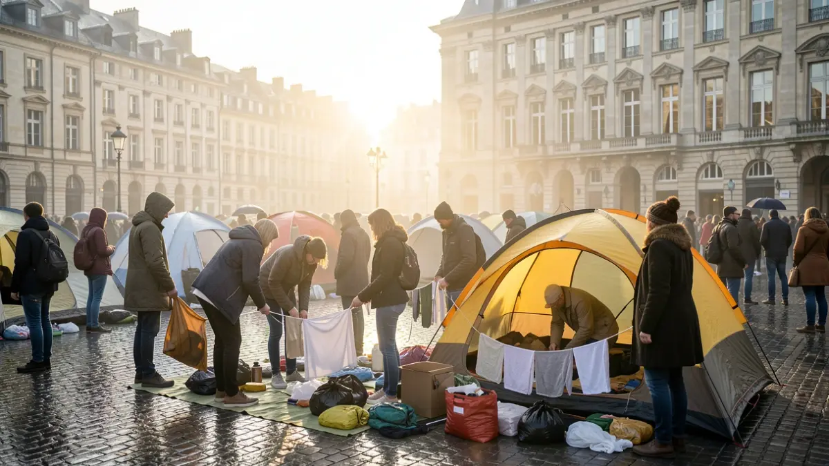 Imatge genèrica d'una acampada de docents en vaga.