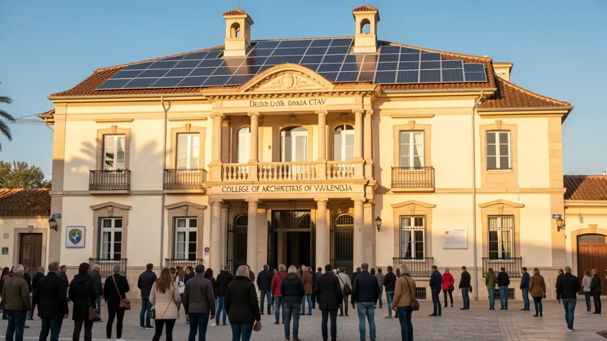 Fachada renovada de la delegació del Col·legi d'Arquitectes a Gandia.