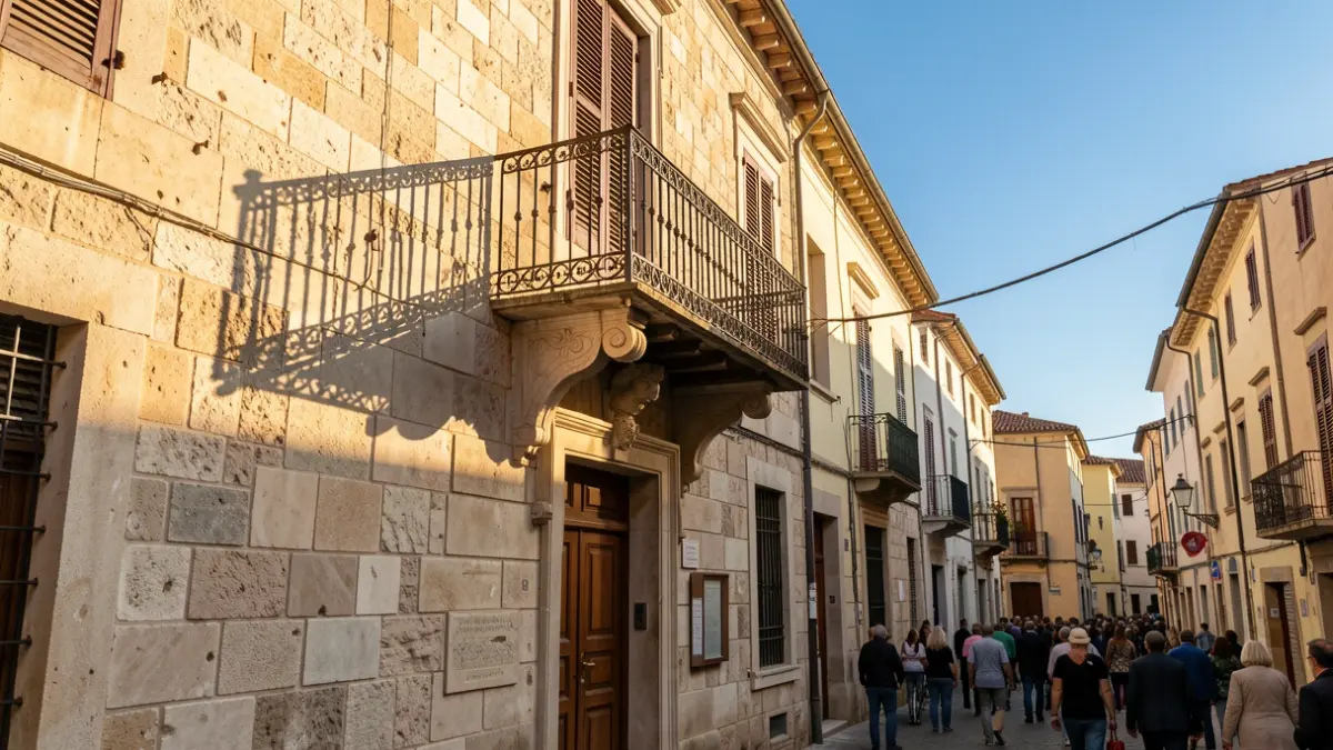 Generic image of an official building with Mediterranean architecture under sunlight.