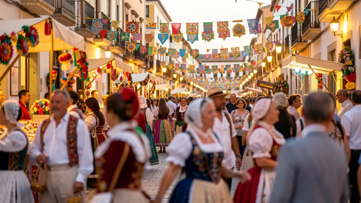 Imagen genérica de la fiesta del Corpus Christi en Valencia con gente y decoraciones.