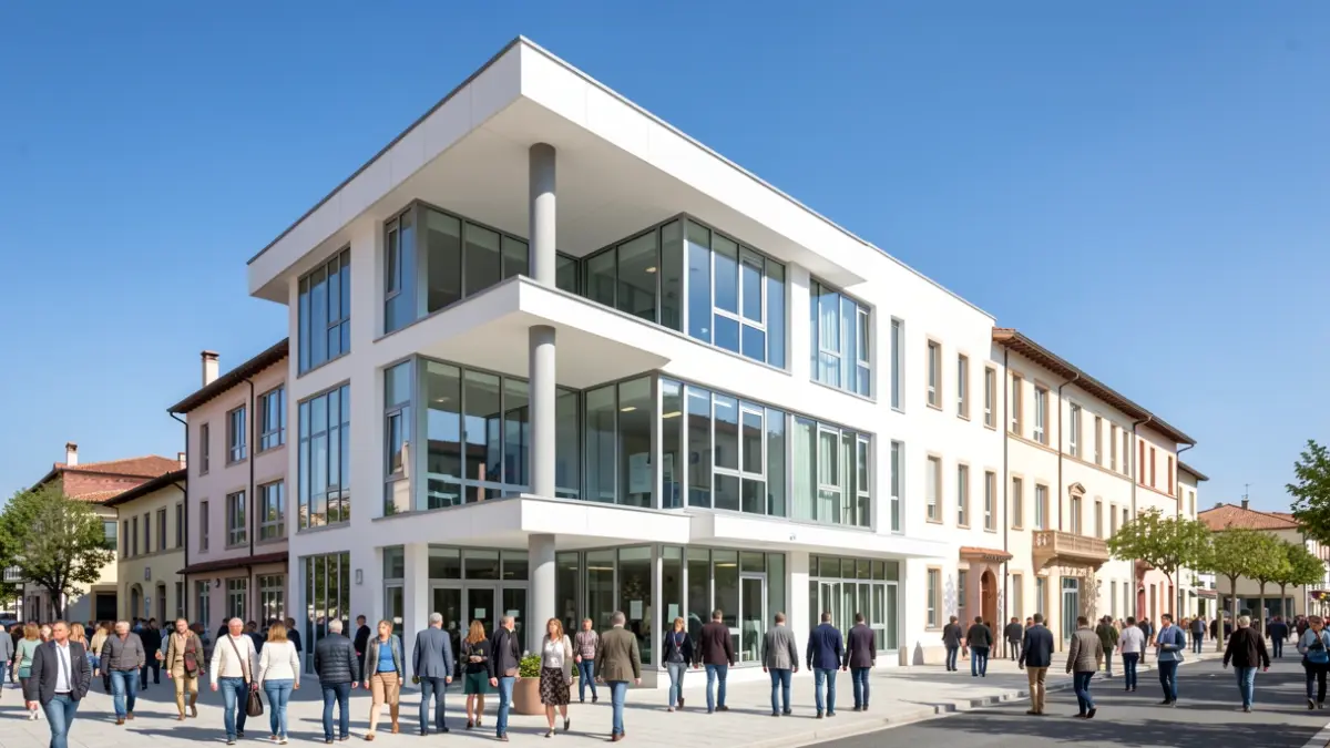 Generic image of a modern healthcare building with Mediterranean architectural elements.