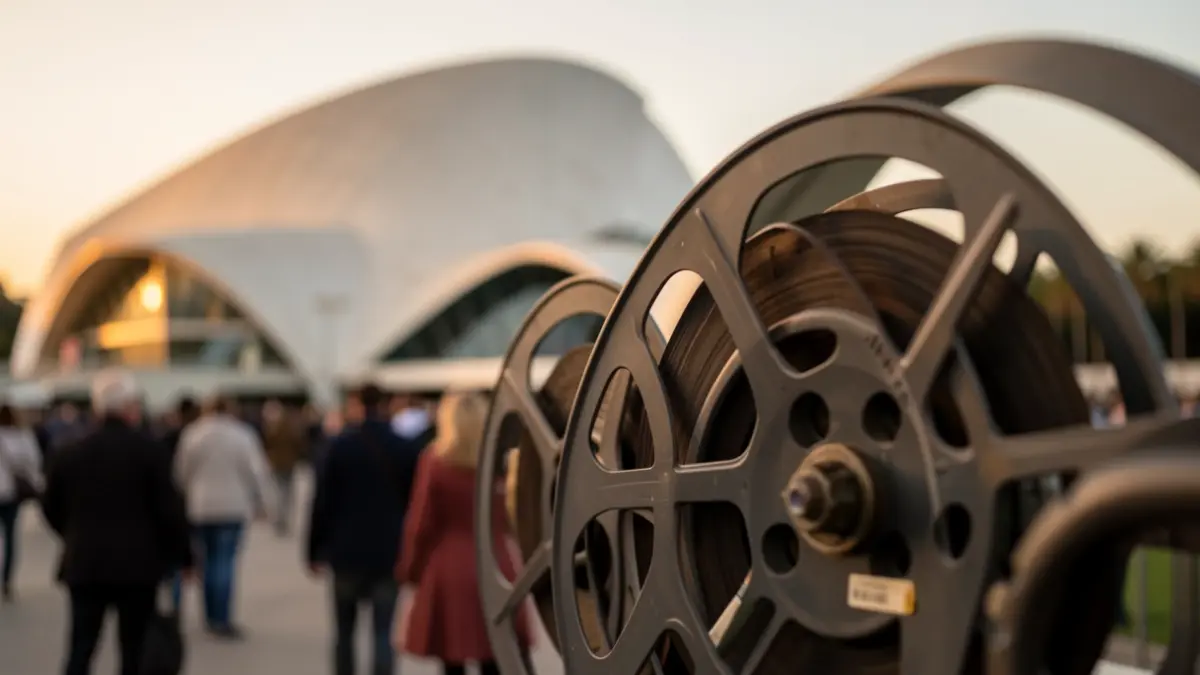 Imagen genérica de un rollo de película con la Ciudad de las Artes y las Ciencias de Valencia al fondo.