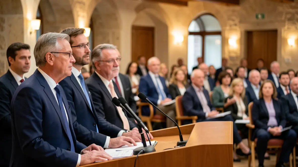 Imatge genèrica de líders polítics i empresarials en un fòrum econòmic.
