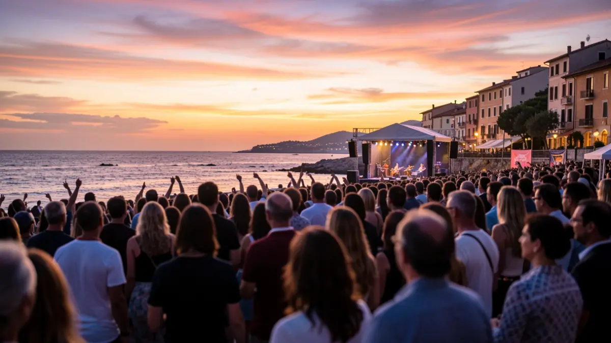 Imatge genèrica d'un festival de música a la costa mediterrània al capvespre.