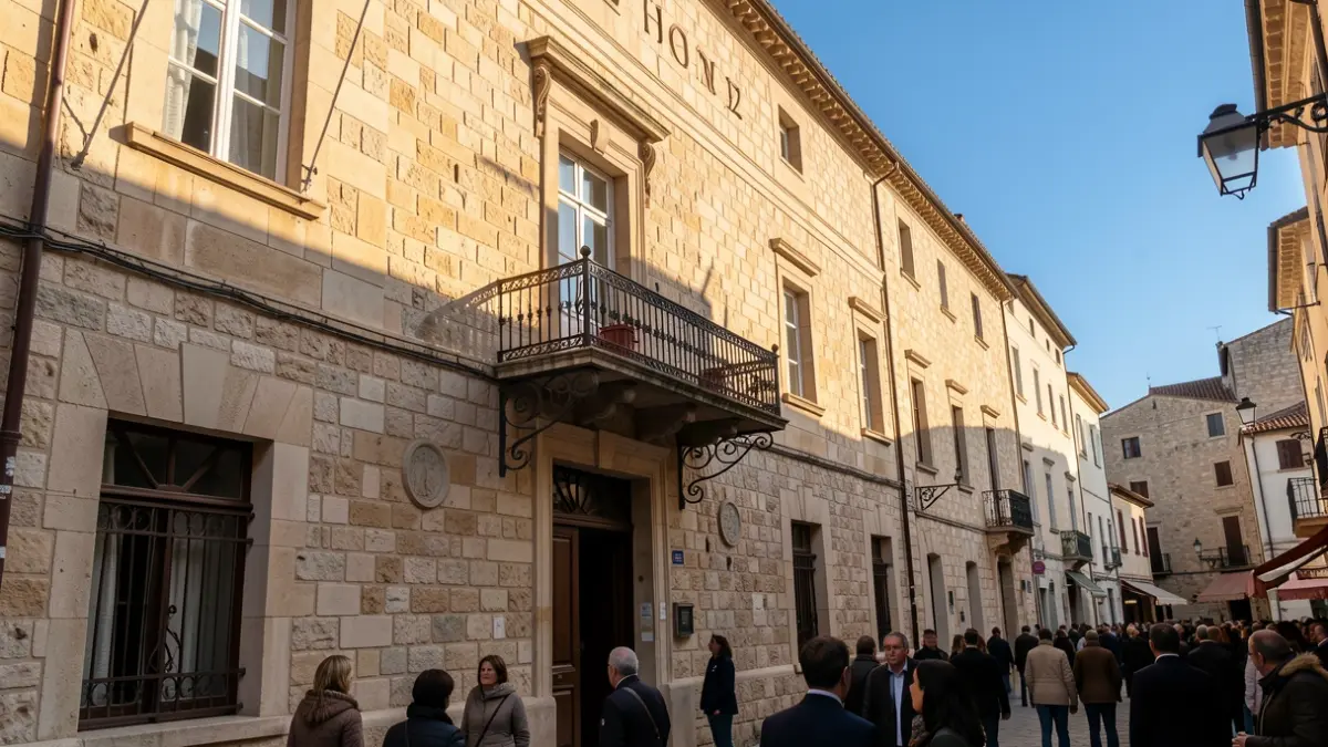 Generic image of a Mediterranean town hall facade.