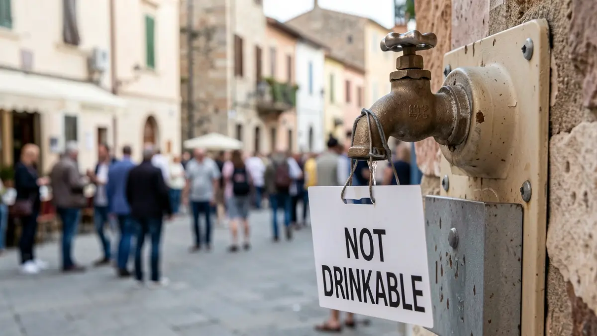 Imatge genèrica d'una aixeta amb un cartell de 'no potable'.