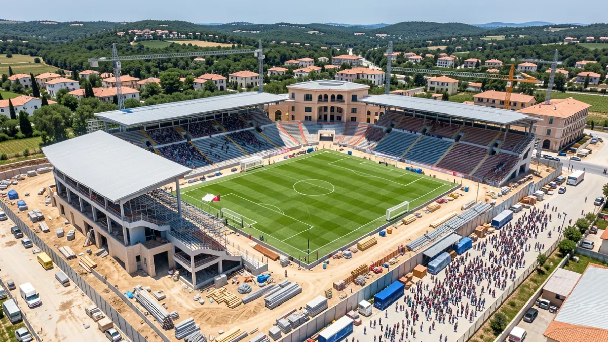 Generic image of a football stadium under construction.