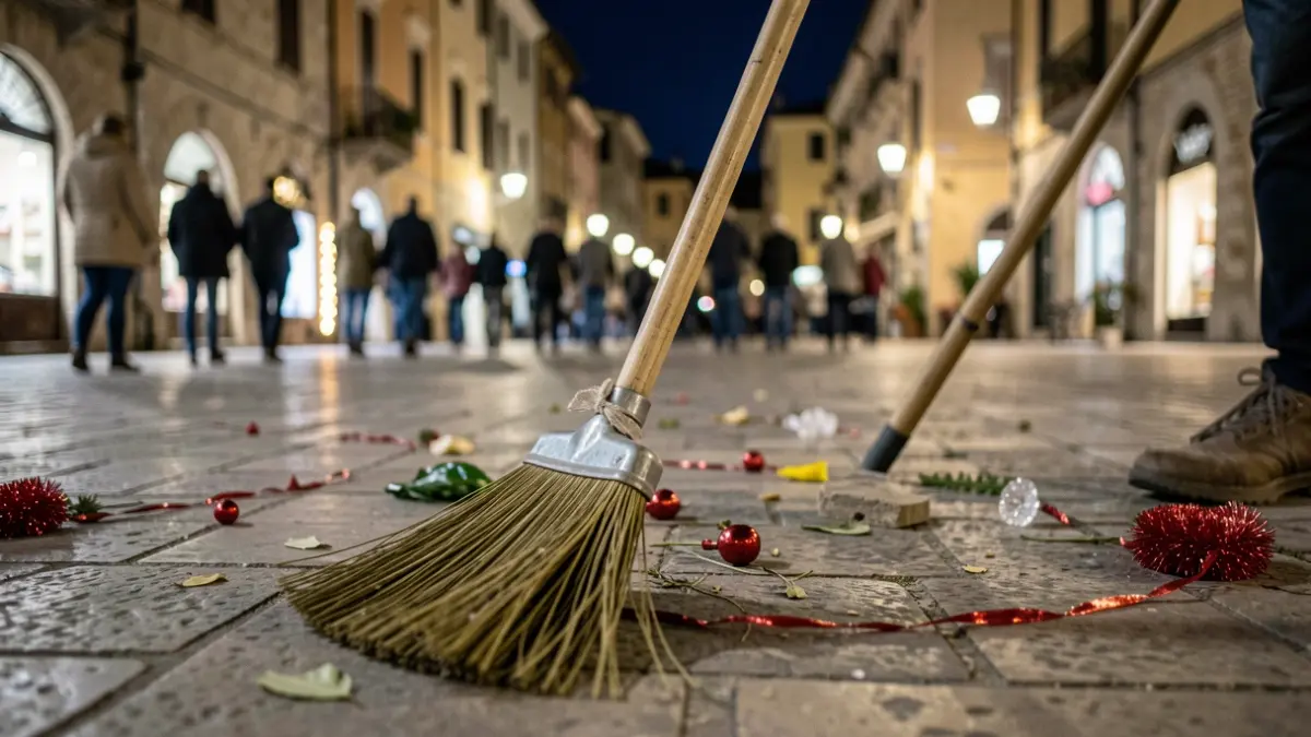 Imagen genérica de restos de fiesta en una calle de una ciudad mediterránea.