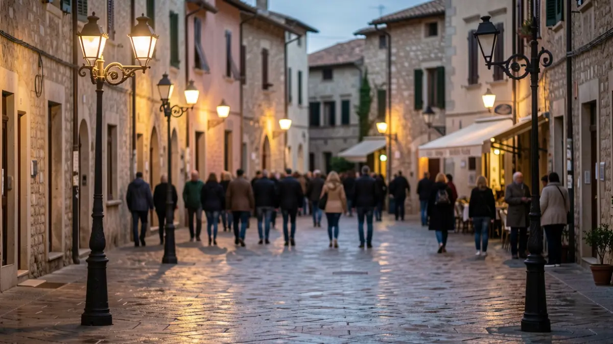 Generic image of a Mediterranean city square at dusk.