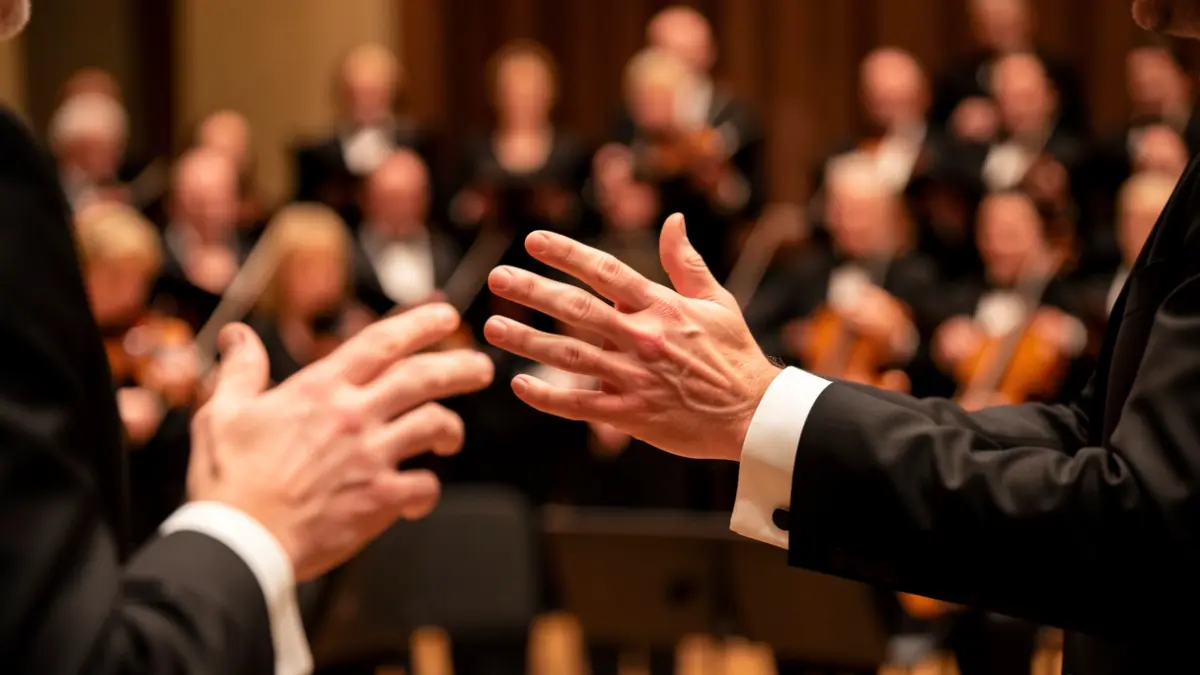 Generic image of a conductor leading an orchestra.