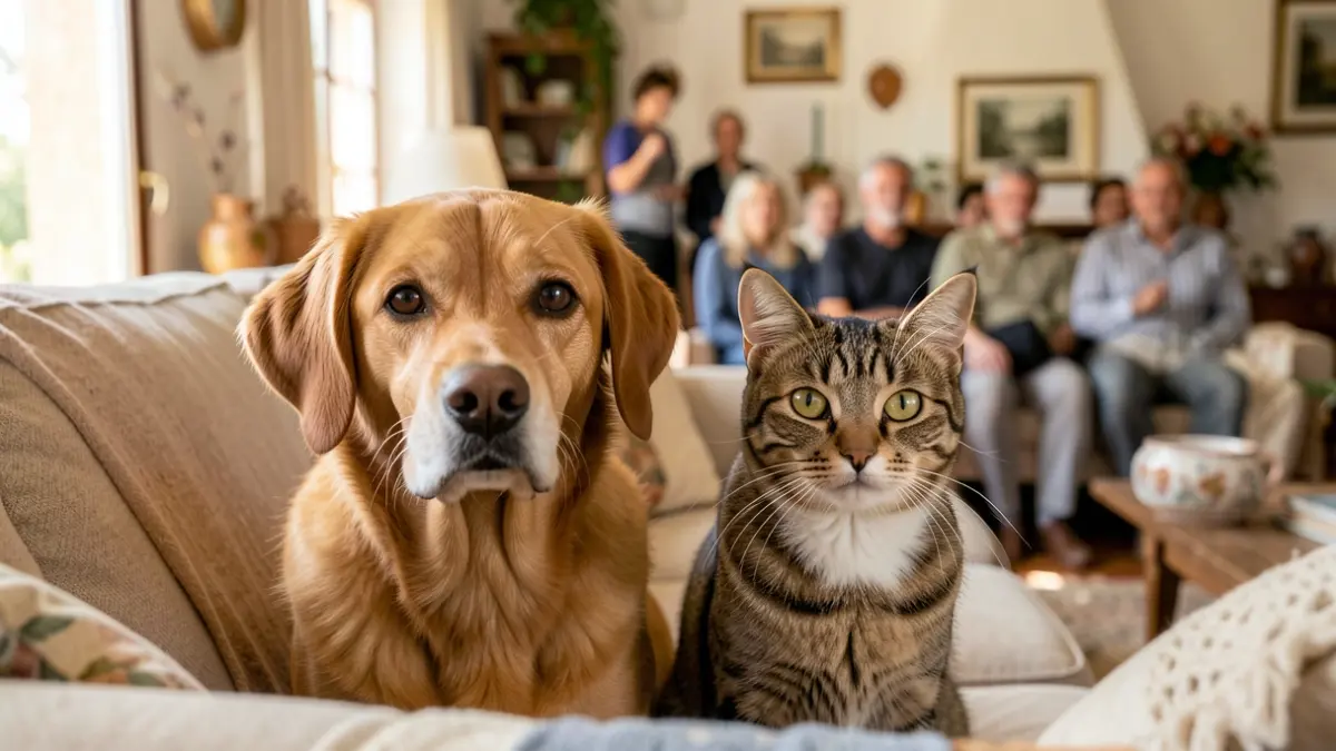Generic image of dogs and cats in a domestic setting.