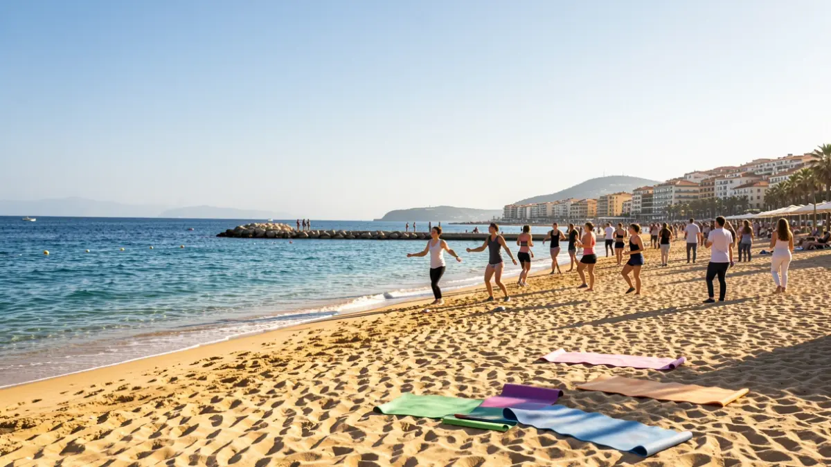 Generic image of Sagunt beach with summer sports activities.