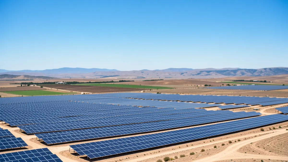 Imatge genèrica de macroprojectes solars en un paisatge mediterrani.