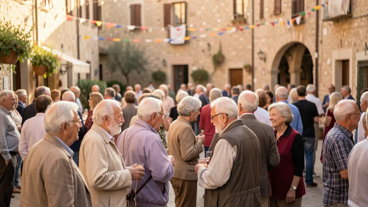 Generic image of a cultural event for seniors in a Mediterranean setting.