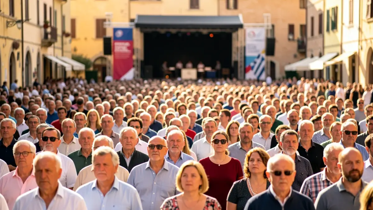 Imatge genèrica d'un acte polític multitudinari a l'aire lliure.