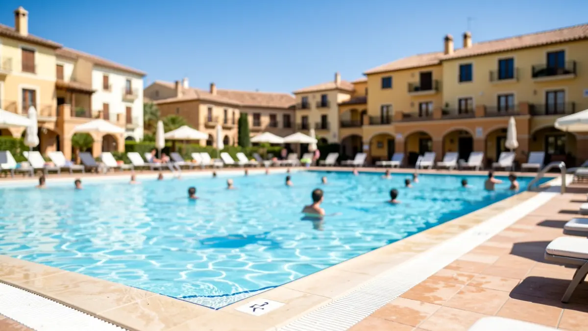 Generic image of a municipal swimming pool in the Valencian Community during a heatwave.