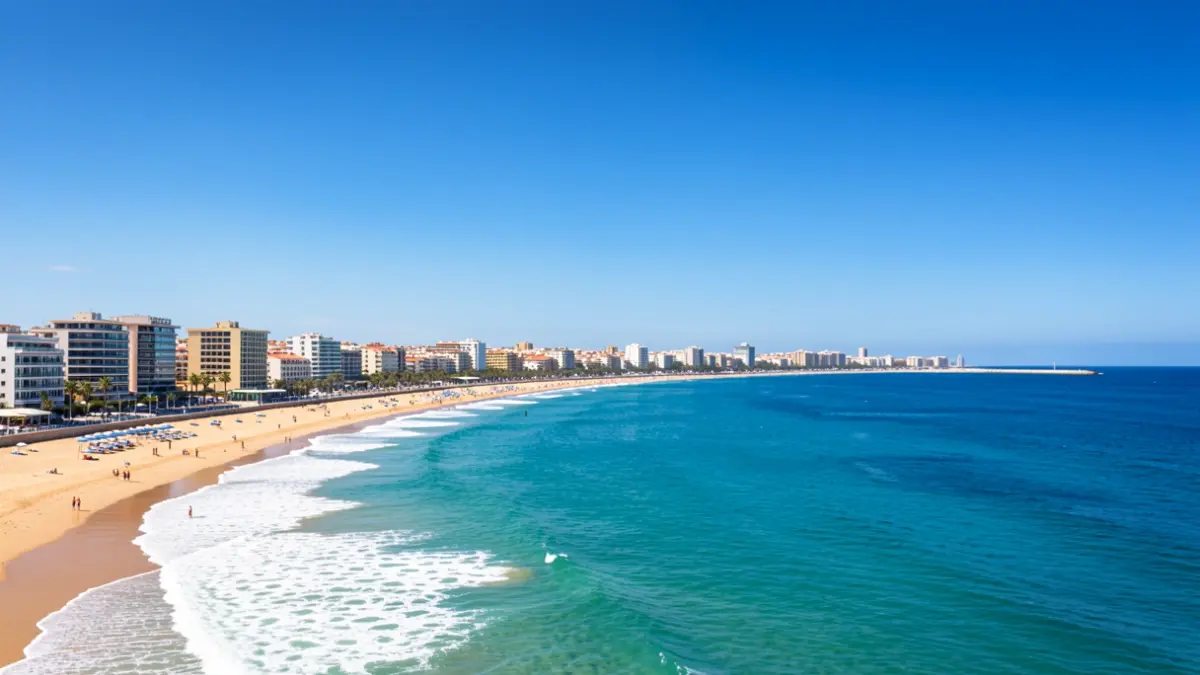 Vista panoràmica de la costa de Gandia amb la platja i el mar Mediterrani.
