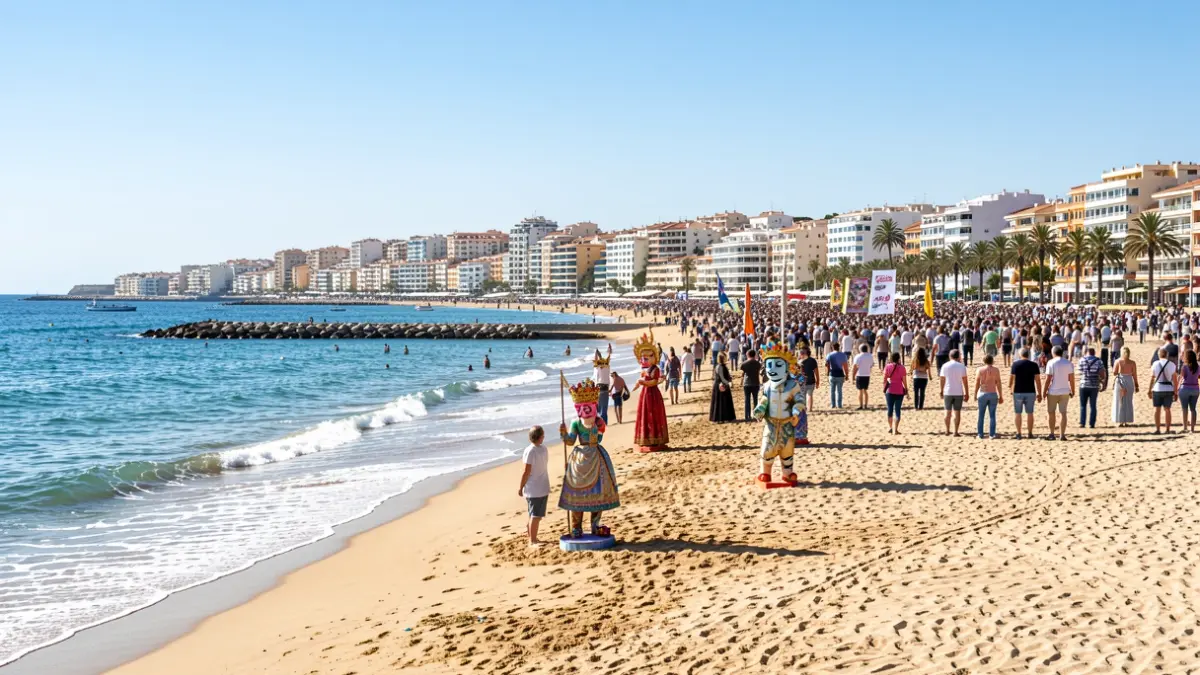 Generic image of Gandia's coast with cultural elements.
