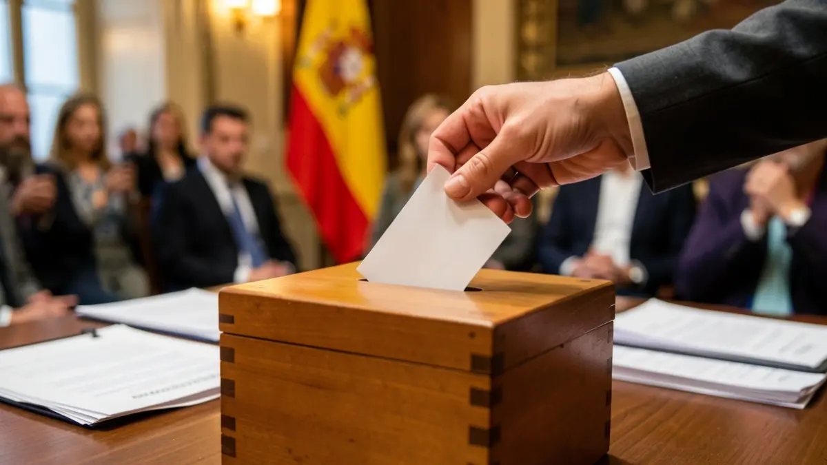 Generic image of a ballot box with a hand dropping a paper into it.