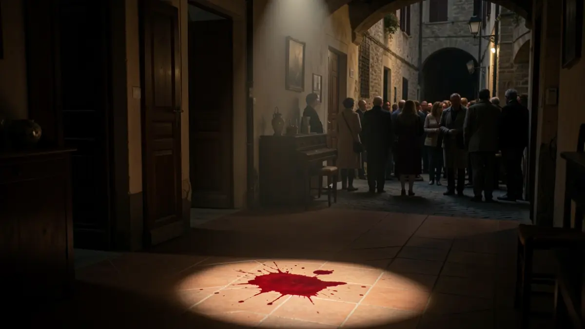 Imagen genérica de un interior con una mancha de sangre en el suelo.