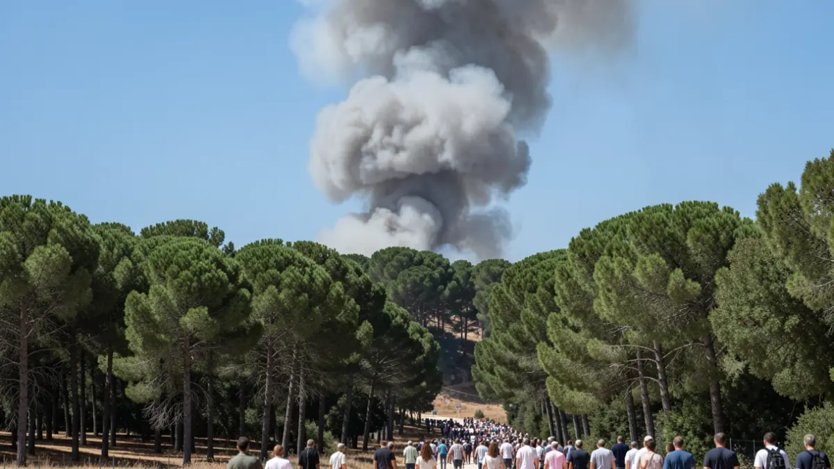 Generic image of dense smoke rising from a pine forest.