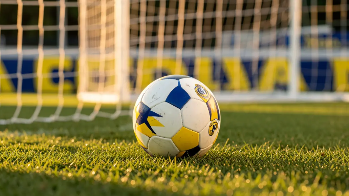 Generic image of a soccer ball on a field.
