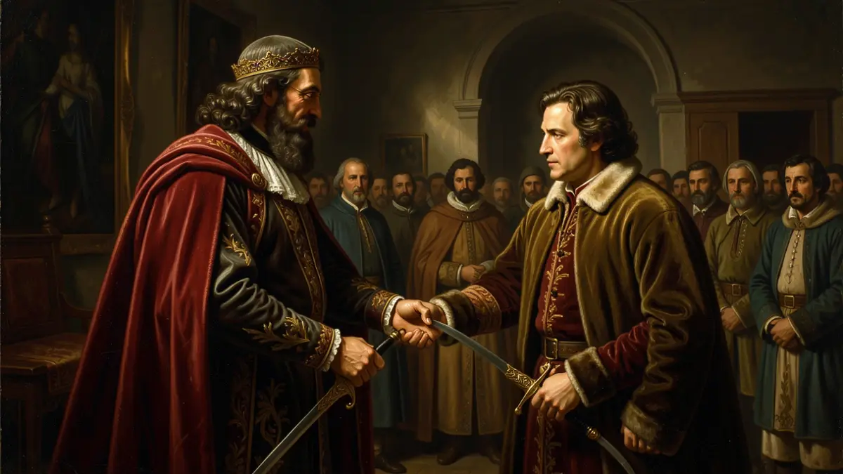 Detall d'un quadre històric sobre els últims moments de Jaume I.