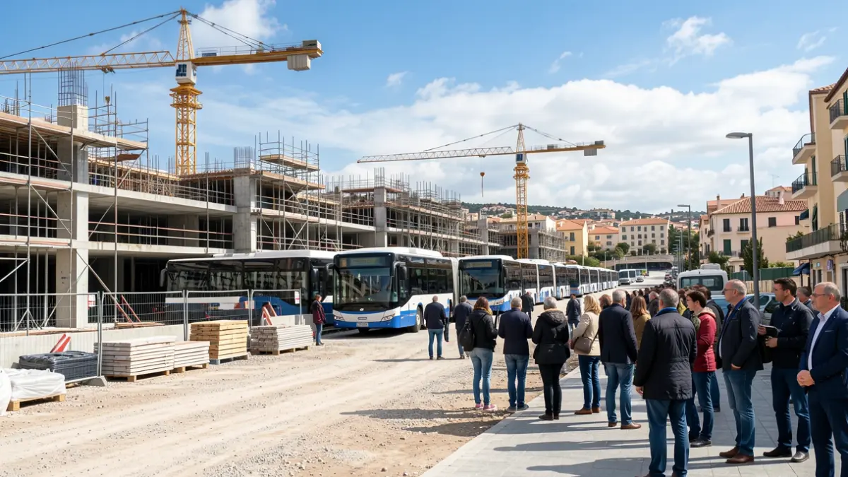 Imagen genérica de una obra de construcción de un nuevo depósito de autobuses.