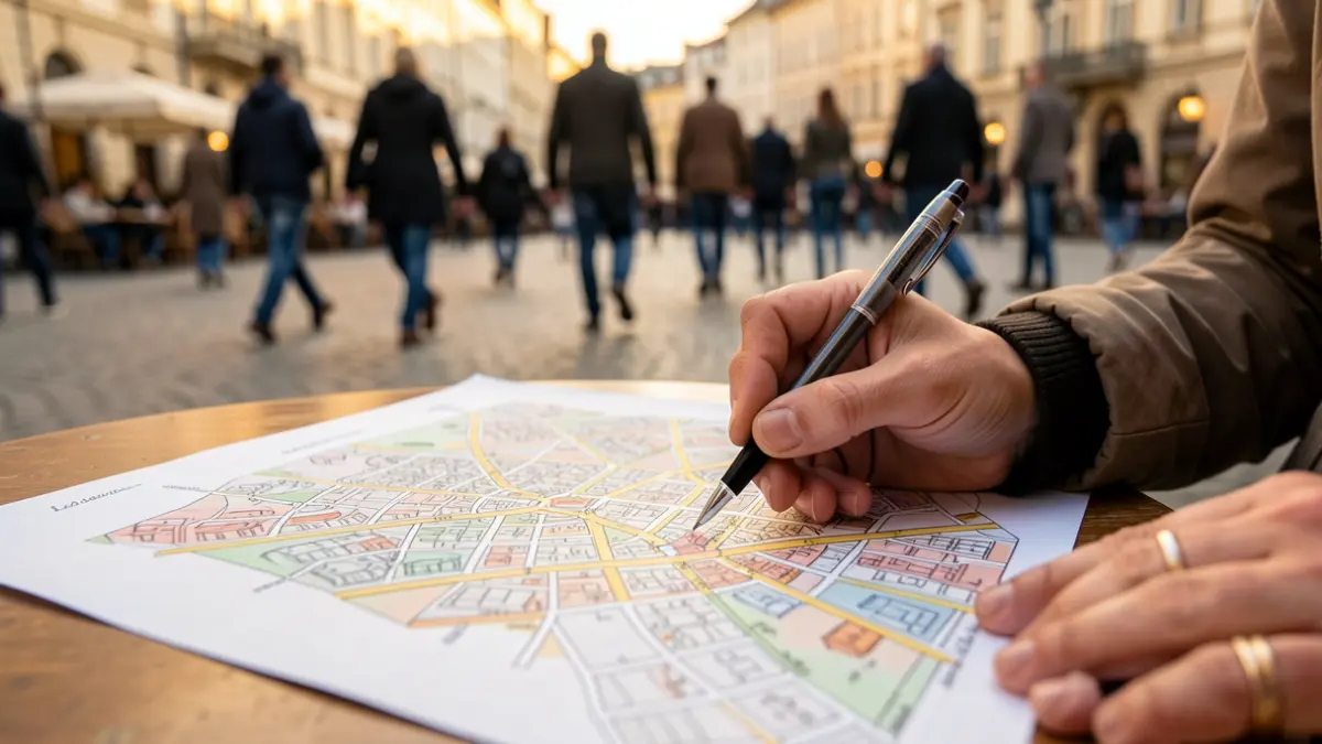 Generic image of a map being created with urban details.