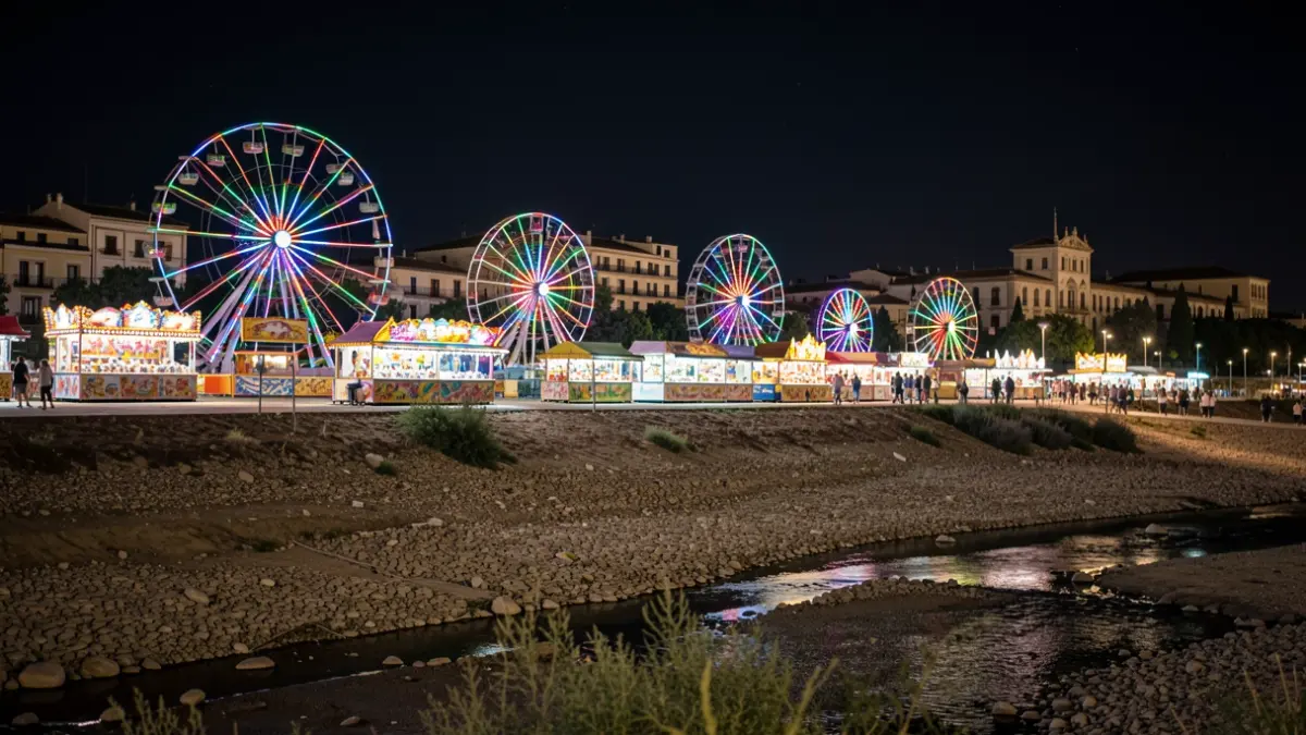 Generic image of the Valencia Summer Fairground in the dry Turia riverbed.