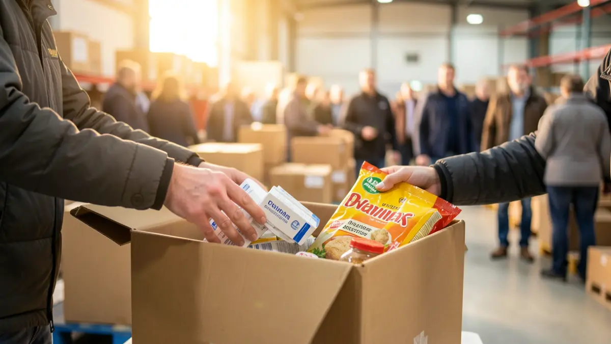 Imatge genèrica de material d'ajuda humanitària preparant-se per a l'enviament.