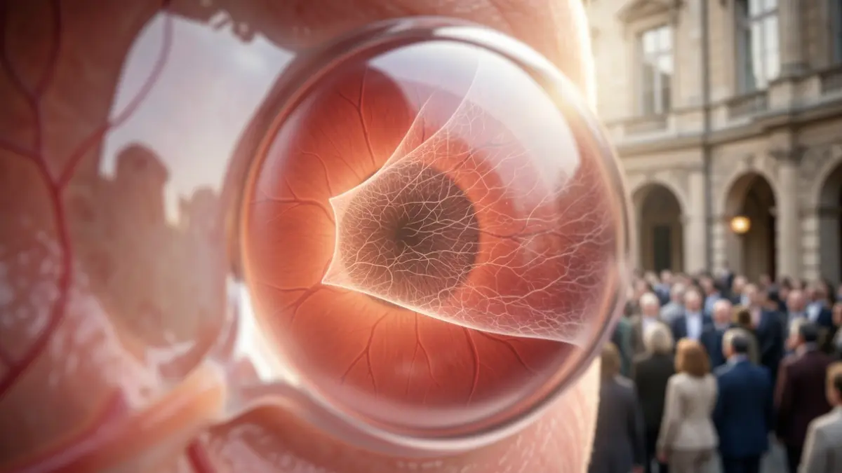 Generic image of a representation of the human eye's macula with a thin membrane on the retina.