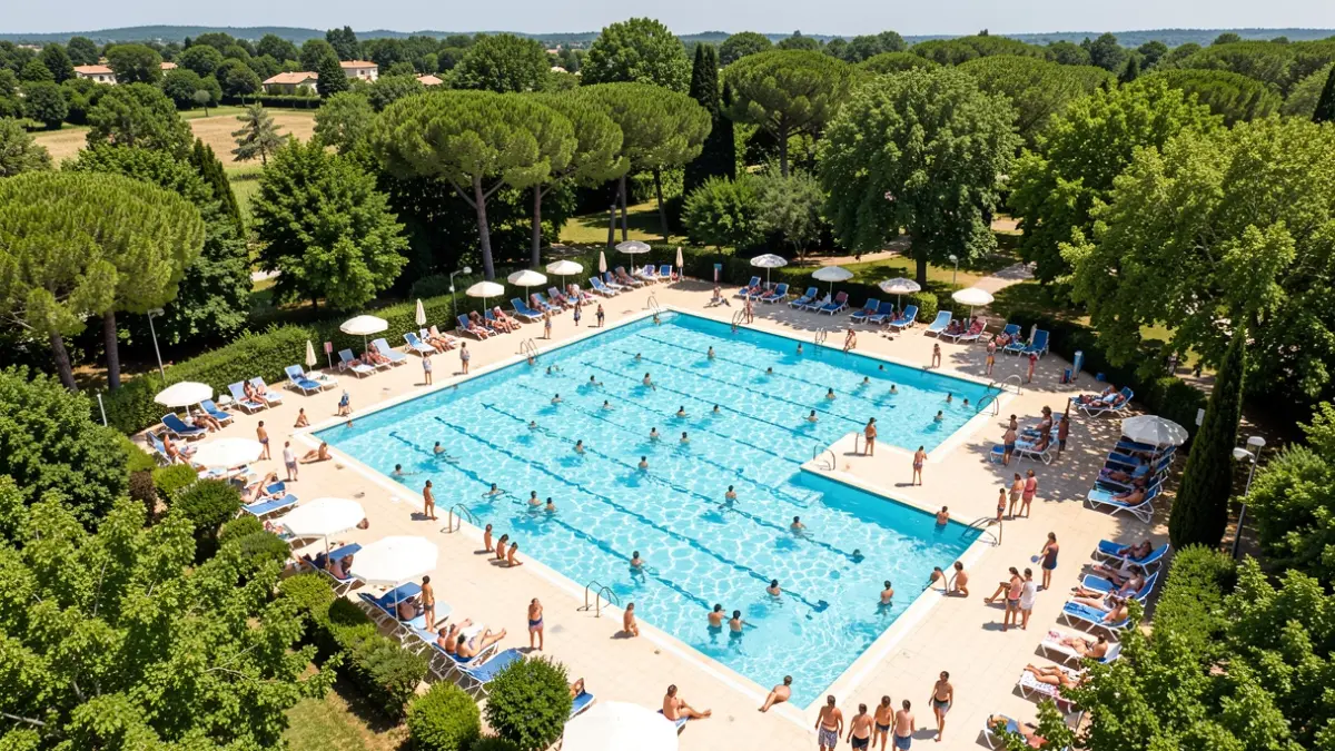 Generic image of a public swimming pool in summer.