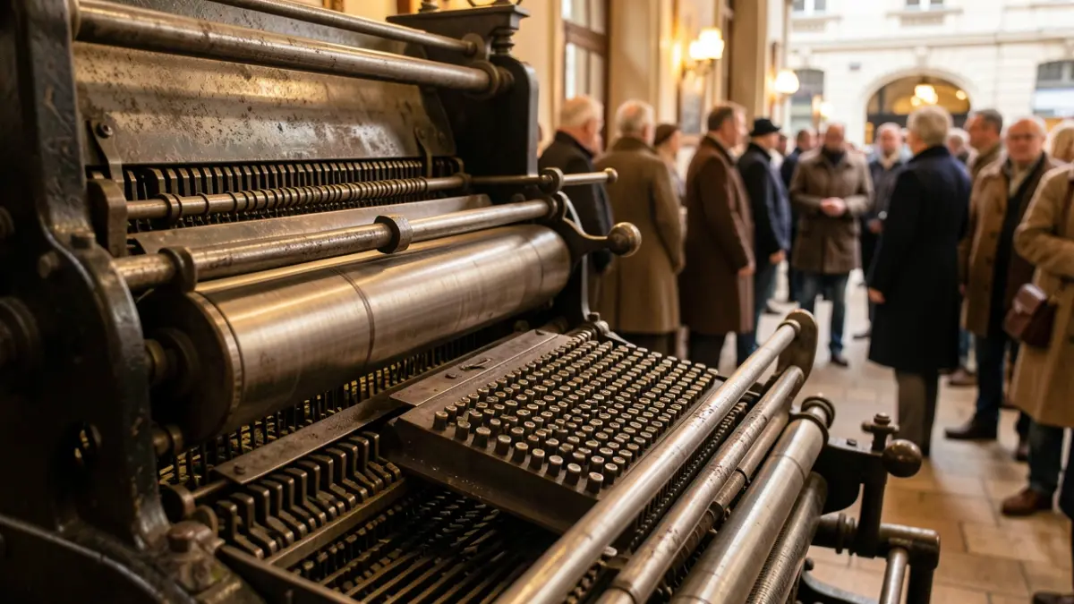 Generic image of an old printing press with machine details.