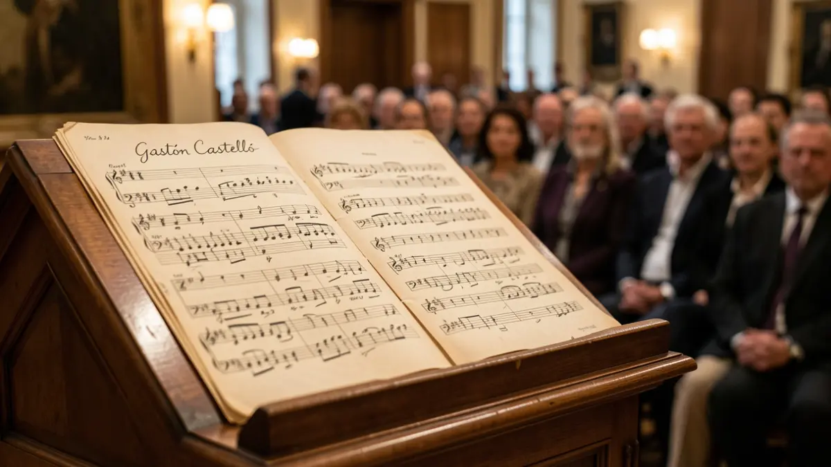 Partitura antiga amb notes manuscrites titulada 'Gastón Castelló'.