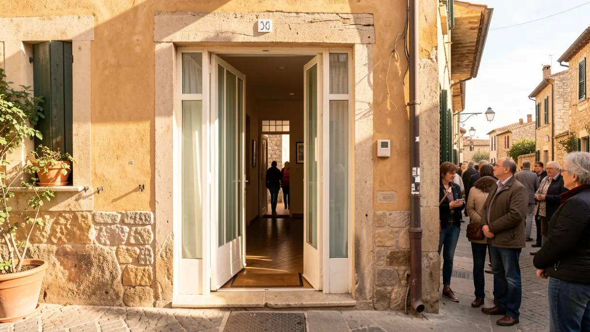 Imagen genérica de una casa con la puerta abierta en un barrio mediterráneo.
