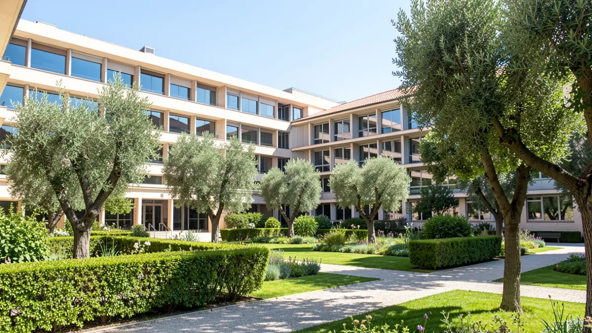 Vista del campus de la Universitat Politècnica de València en un día soleado.