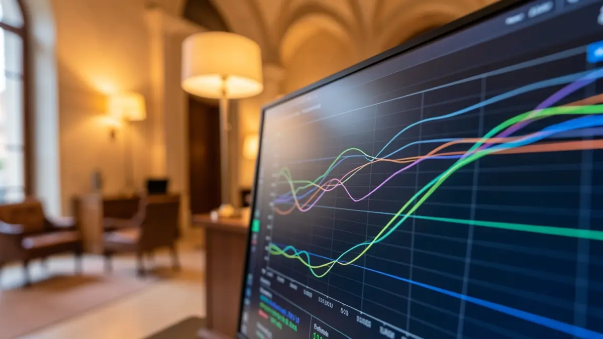 Imagen genérica de una interfaz de datos digitales con gráficos abstractos.
