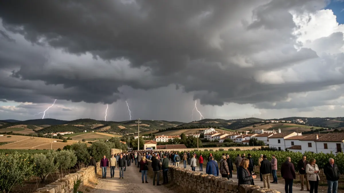Imatge genèrica de núvols de tempesta sobre un paisatge rural.