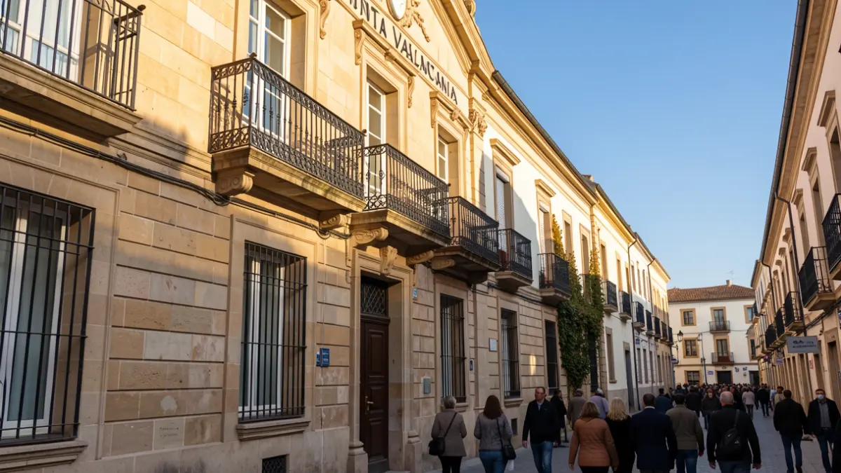 Imatge genèrica de la façana d'un ajuntament valencià amb sol de vesprada.