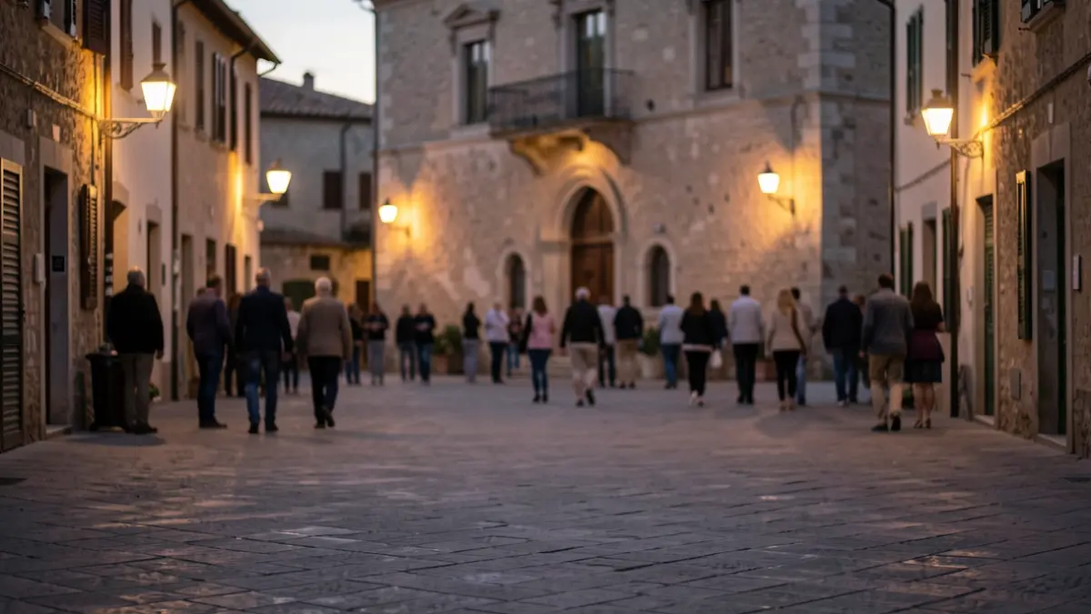Imagen genérica de una plaza en un municipio mediterráneo al atardecer.