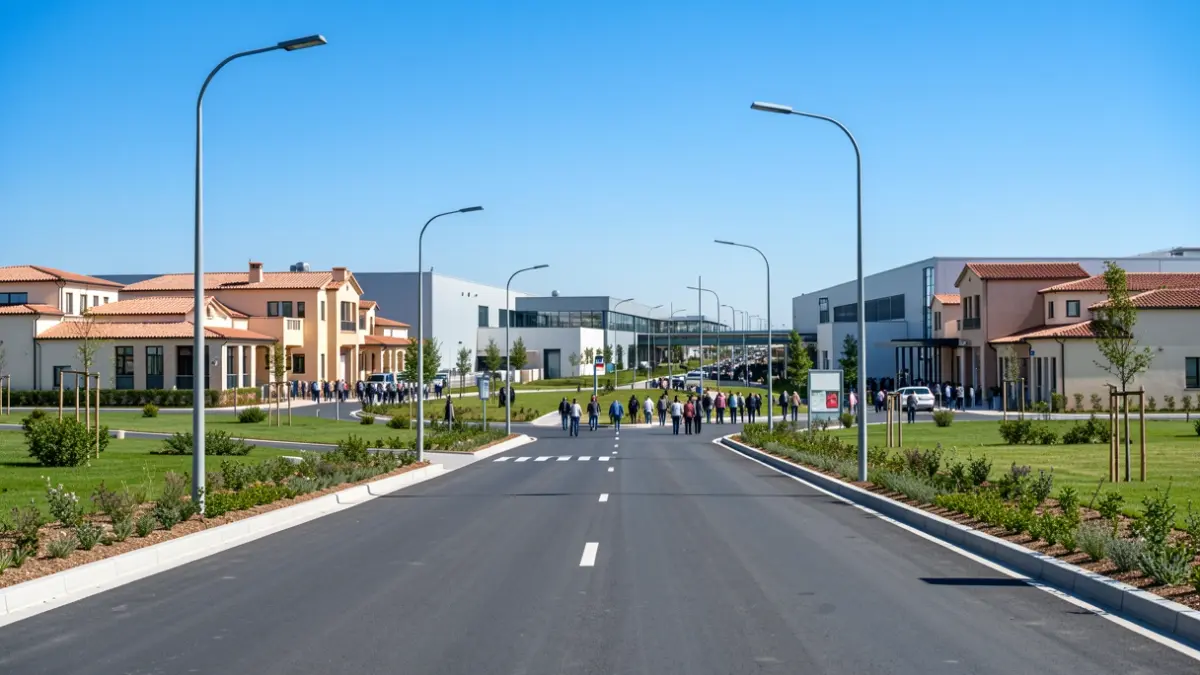 Imatge genèrica d'un parc industrial modern amb noves infraestructures.
