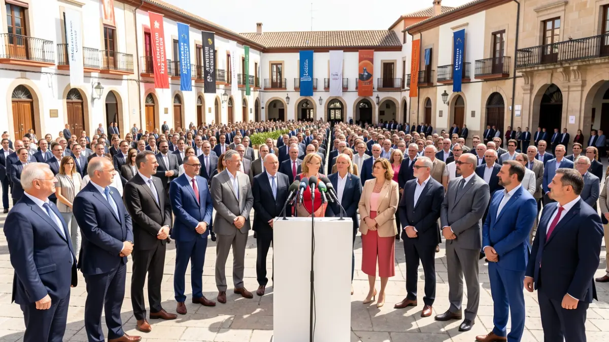 Generic image of European politicians gathered in a Mediterranean square.