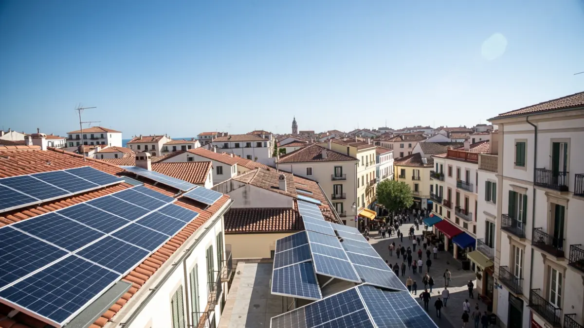 Imatge genèrica de plaques solars en teulades de València.