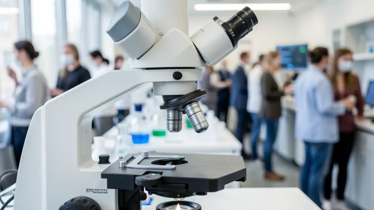 Generic image of a modern microscope with a digital interface.
