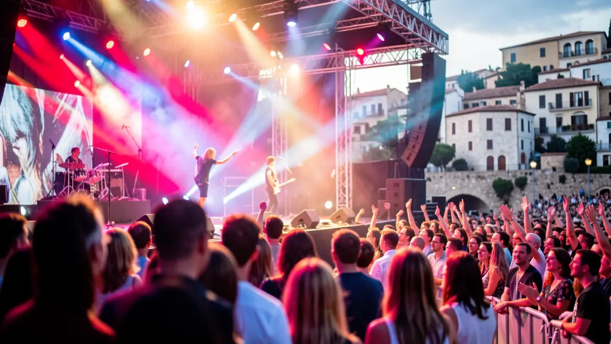 Imatge genèrica d'un escenari de concert amb llums vibrants.