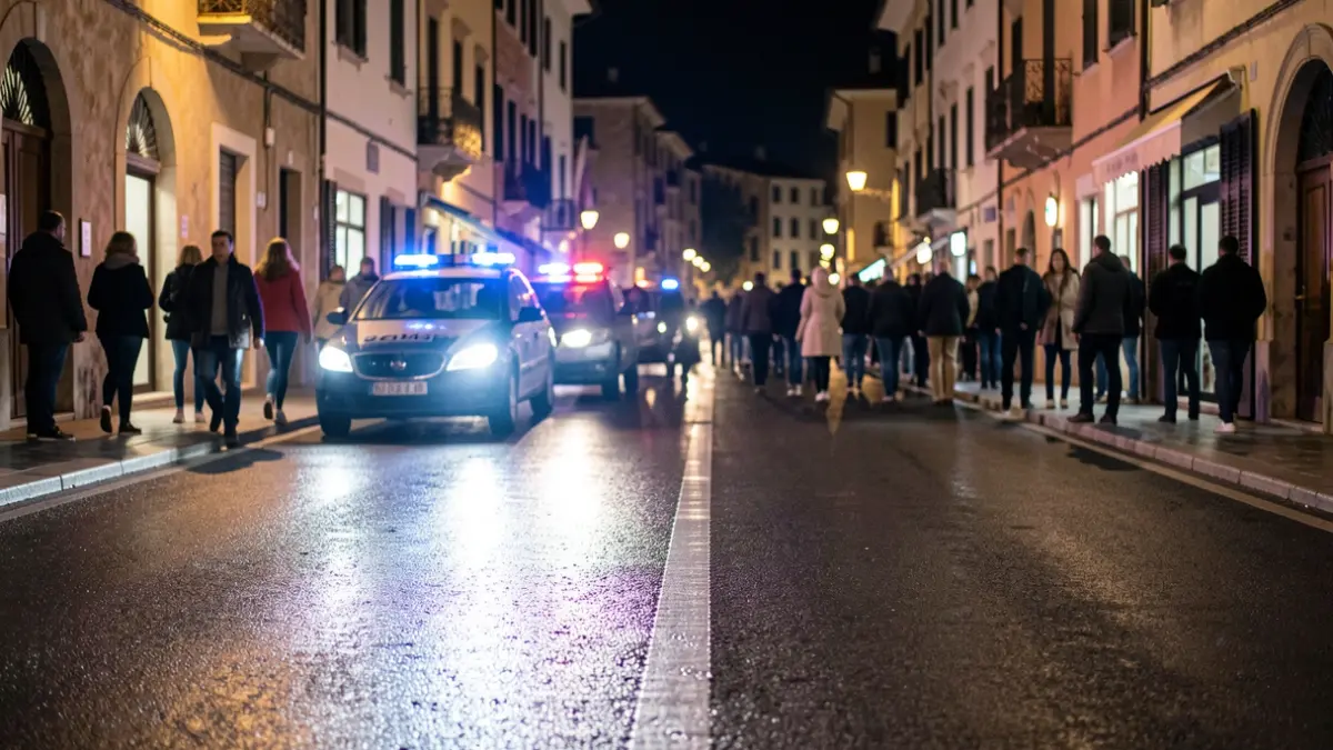 Generic image of police emergency lights reflecting on wet asphalt.